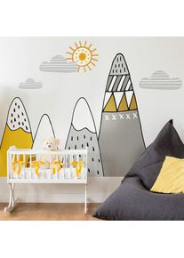 Stickers muraux enfants - Décoration chambre bébé - Autocollant Sticker mural géant enfant montagnes scandinaves atika - 90x135cm