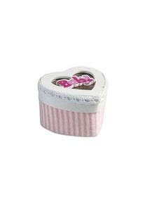 Meditrade GmbH 12 Petites Boîtes De Dragées En Tissu En Forme De Coeur Dragées Naissance Fille Rose