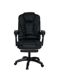 Chaise de bureau HHG 289, chaise de bureau chaise pivotante fauteuil de direction, repose-pieds extensible similicuir noir noir - black