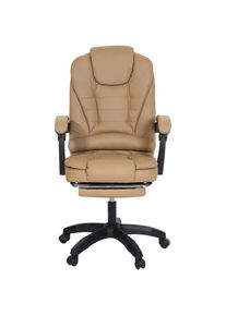 Chaise de bureau HHG 289, chaise de bureau chaise pivotante fauteuil de direction, repose-pieds extensible similicuir noir taupe - brown