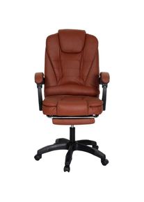 Chaise de bureau HHG 289, chaise de bureau chaise pivotante fauteuil de direction, repose-pieds extensible similicuir noir coffee - red