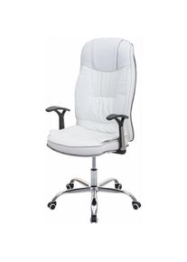 Jamais utilisé] Chaise de bureau HHG 231, chaise de bureau 150kg charge max. simlicuir blanc - white