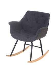 HHG - Fauteuil à bascule Malmö T820, rocking-chair, fauteuil de relaxation tissu, gris - grey