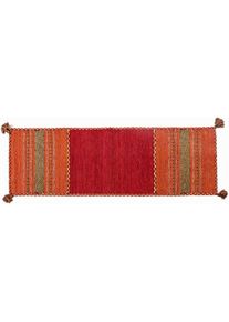 Tapis moderne Kansas, style kilim, 100% coton, rouge, 200x60cm - DOGE MILANO