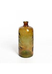 Vase Verre Recyclé 19 x 42 cm Forme Cylindrique Lisse et Transparent Marron Curry - Marron