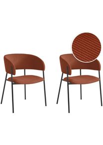 Loungitude - Lot de 2 chaises bold en velours côtelé - Terracotta - Terracotta