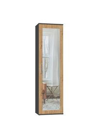 Topeshop Atara - Armoire d'entrée avec grand miroir - 180x50x35 cm - 2 étagères + penderie - Meuble d'entrée
