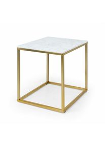 BESOA White Pearl 1 Table basse 50 x 50 x 50 cm (LxHxP) - Marbre dor� / Blanc