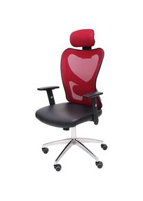 HHG Chaise de bureau professionnelle Atlanta, chaise de direction, pivotante, similicuir rouge - red