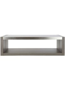 Table basse en bois chêne, aluminium et verre coloris gris - longueur 120 x profondeur 60 x hauteur 37 cm Pegane