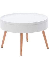 Table basse en bois avec rangement - 60x60x40 - blanc
