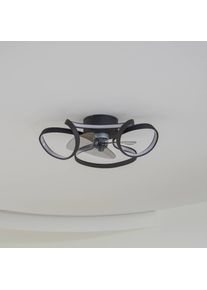 LINDBY LED-Deckenventilator Lomata, schwarz, leise, Ø 23 cm
