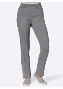 Dames 5-pocketsbroek met comfortband opzij in grijs ,maat 38, WITT, 98% Katoen, 2% Elastan