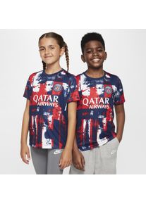 Paris Saint-Germain Academy Pro Thuis Nike Dri-FIT warming-uptop met korte mouwen voor kids - Blauw