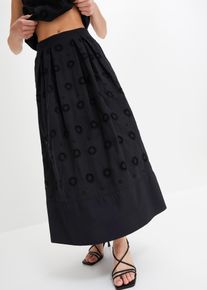 Gonna lunga in cotone biologico, Nero, Taglia 50, bonprix