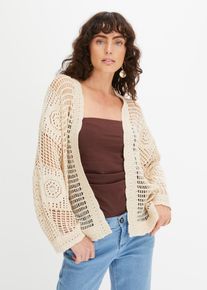 Cardigan effetto uncinetto, Beige, Taglia 42/44 (S), bonprix