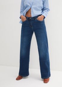 Jeans wide leg con bordo vita comodo vita media, Blu, Taglia 44, bonprix