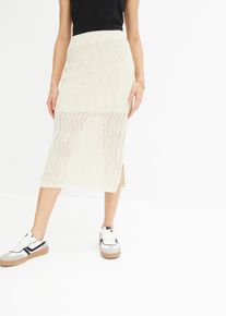 Gonna midi traforata, Beige, Taglia 38/40 (XS), bonprix