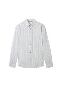 Tom Tailor Denim Herren Poplin Hemd mit Print, weiß, Allover Print, Gr. M, baumwolle