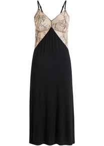 bonprix Femei Neglijeu lung din viscoză cu broderie, negru, 44/46