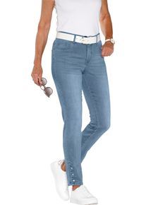 Dames Jeans in verkort model, comfortband blue-bleached Maat 19