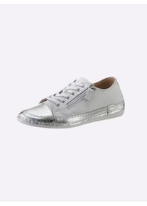 Andrea Conti Dames Sneaker in wit/zilverkleur ,maat 36, Witt, 100% Runderleer