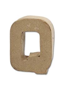 Buchstabe Papier-Mâché - Q 10 cm Höhe, 2 cm Stärke