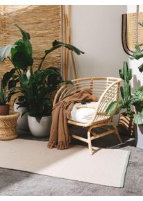 Tapis poil ras de couloir extérieur & intérieur Fion Beige/Vert 70x200 cm - Tapis poil court design moderne pour salon