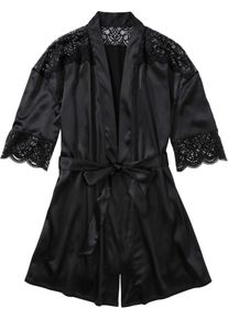 Kimono - zwart - maat 36/38 (S) - satijn - bonprix