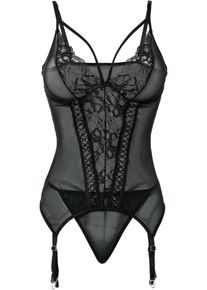 Bustier met jarretels en string (2-dlg. set) - zwart - maat 48/50 (XL) - bonprix