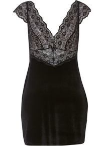 Fluwelen jurk - zwart - maat 60/62 (4XL) - bonprix