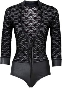 Body ouvert met lange mouwen - zwart - maat 60/62 (4XL) - bonprix