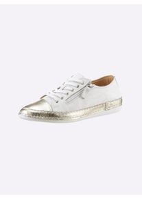 Andrea Conti Dames Sneaker in wit/goudkleur ,maat 36, Witt, 100% Runderleer