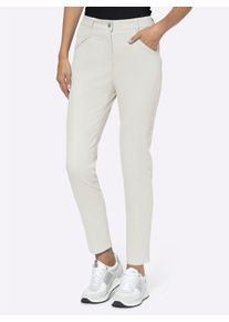 Heine Damen Röhrenhose mit Bügelfalten in ecru ,Größe 34, Witt, 72% Baumwolle, 25% Polyester, 3% Elasthan