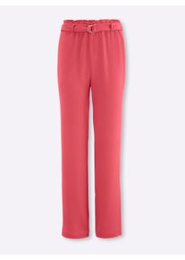 Dames Broek met vaste ceintuur in grapefruit ,maat 38, WITT, 100% Polyester