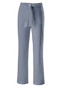 Dames Palazzobroek met bindceintuur in blauw ,maat 36, WITT, 55% Linnen, 45% Katoen