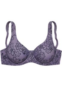 Nuance Dames T-shirtbeha in marine geprint ,maat 100D, Witt, 82% Polyamide, 18% Elastan