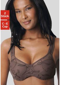 Petite Fleur Damen Minimizer-BH in mocha-mousse+weiß ,Größe 100C, Witt, 90% Polyamid, 10% Elasthan