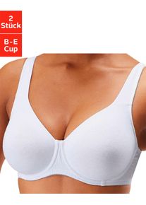 Petite Fleur Dames T-shirtbeha in wit+zwart ,maat 95B, Witt, 90% Katoen, 10% Elastan