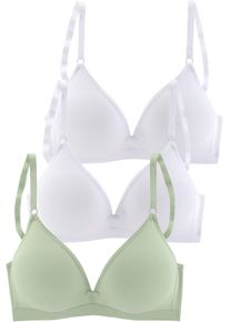 Petite Fleur Dames Bralettebeha in 2xwit+1xmint ,maat 70AA, Witt, 75% Katoen, 15% Elastan, 10% Polyester