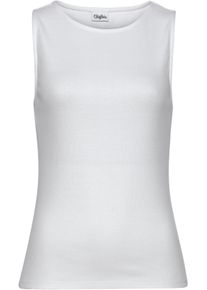 Buffalo Dames Tanktop in wit + zwart ,maat 32/34, Witt, 95% Katoen, 5% Elastan