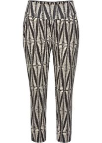 Lascana Dames 7/8-broek in zwart/zand geprint ,maat 34, Witt, 95% Viscose, 5% Elastan