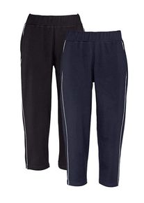 lot de 2 pantalons loisirs Harmony avec passepoil, Noir, taille 52