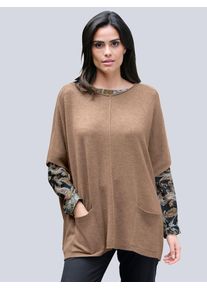 poncho Alba Moda de coupe oversize mode, Marron, taille S/M