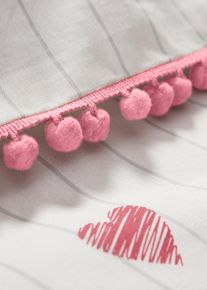 bonprix Lenjerie de pat cu pomponi alb 1x 80/80cm, 1x 135/200cm