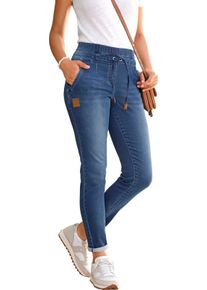 Dames Comfortjeans met tunnelkoord en bindceintuur blue-stonewashed Maat 48