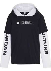 bonprix Bluză 2în1 de băieţi negru 176/182