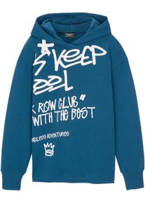 bonprix Hanorac băieţi oversize, cu bumbac bio albastru 116/122