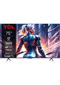 Televizor QLED TCL 75T8B, 189 cm, Smart Google TV, 4K Ultra HD, 100Hz, Clasa F (Model 2024)