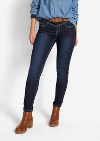 bonprix Dżinsy Skinny Mid Waist, kontrastowe szwy niebieski 42